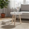 INDE MOBLEKIT | Tavolino in Legno Bianco 60 cm con 3 Gambe, Tavolino Rotondo Pratico per Salotto o Camera da Letto, Tavolino Decorativo Estetica Nordica per Casa