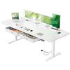 SOLAVERO Scrivania Regolabile in Altezza, 200 x 80 cm Scrivania Motorizzata con Presa, Porta USB-C, 2 Cassetti Rimovibili, Controlli Memoria e Sistema Anti-Collisio, Standing Desk Bianco