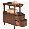 MODERION Tavolino sottile con 2 cassetti e vano portaoggetti, stile retrò, vintage, tavolino per telefono in legno, per soggiorno, 29 x 59,5 x 64,2 cm, montaggio senza attrezzi, marrone ciliegia