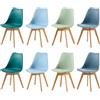 EGGREE Set di 8 Sedie da Sala da Pranzo con Gambe in Faggio Massiccio Cuscino in PU Sedie da Cucina Ufficio con Design Moderno e Scandinavo,Gelato Verde+Blu Chiaro+Morandi Azzurro+Turchese