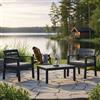 Dmora - Set Salotto da Esterno Benevento, Composizione da Giardino con 2 poltrone e 1 tavolino, Salottino Indoor e Outdoor con Cuscini, 100% Made in Italy, Antracite