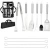 Windfromort 10 Pcs Set di Utensili da Barbecue Professionale In Acciaio Inox - Pratico Utensili Barbecue Attrezzi con Borsa Portatile, Cortile, Campeggio, Picnic, Regalo Perfetto per Marito o Papà