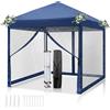 LEADZM Gazebo 3x3m, Pieghevole, Impermeabile, Protezione UV 50+, Regolabile in Altezza con 4 Zanzariere, Stabile, Ideale per Giardino, Terrazza, Campeggio e Uso Commerciale,Blu