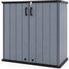 RELAX4LIFE Armadio da Esterno Basso 0,78㎡, 665 L Casetta in Plastica Porta Attrezzi, Capanno Impermeabile con Tetto Drenante, 2 Ante Bloccabili, per Giardino e Balcone, 120 x 65 x 117 cm (Grigio)