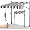Randaco Tenda da Sole a Bracci con Manovella, 250x120cm Protezione per Il Balcone, Tenda resistente per Esterno ai raggi UV e regolabile in Altezza, Senza Forare, Bianco Grigio