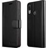 iCatchy - Custodia a Portafoglio in Pelle per Motorola Moto E6 Plus, Colore: Nero