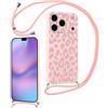 Foonary Cover con Cordino per iPhone 17 Pro max 6,9, Custodia con Laccio Collana Tracolla Aesthetic Disegni Antiurto TPU Necklace Regolabile Protettiva Corda Case per iPhone 17 Pro max, Leopardato 1