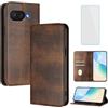 OUEAYIEN Cover per Google Pixel 9A 5G Custodia a Libro con Vetro Temperato Blocco RFID Antiurto Pelle Portafoglio Porta Carte Supporto Stand Vintage Flip Custodia per Google 9A Pixel9A 5G Marrone