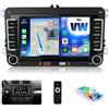 CAMECHO Carplay Autoradio per VW Golf 5 Golf 6 Polo Skoda Tiguan Touran Passat Jetta, Bluetooth Stereo 2 DIN con Schermo da 7 Pollici con Bluetooth AM/FM/RDS MirrorLink DUE porte USB SWC e CANbus