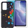 AQGG Custodia + Vetro Temperato per Oppo A94 5G CPH2211 (6.43 Pollici) Cover Shell Case Black TPU Silicone Skin Bumper - Glass 9H durezza Pellicola Schermo Film - WMA13