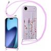 Foonary Cover con Cordino per iPhone Air 6,5, Custodia con Laccio Collana Tracolla Aesthetic Disegni Morbido Antiurto TPU Necklace Regolabile Protettiva Corda Case per iPhone 17 Air, Lavanda