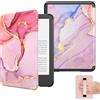 MoKo Custodia per Ebook Reader da 6(11a Gen-2024/2022), Cover a Conchiglia Leggera Cinturino per la mano con Auto Sonno/Sveglia per 11a Gen 2024,NON per Kobo Aura 2/Remarkable, Marmo Rosa Chiaro