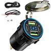 SRunDe 132W 4 Porte Presa USB 12V Doppia USB-A 36W & Doppia USB-C 30W Adattatore Accendisigari Usb Impermeabile con Cavo Dati USB-C Presa usb da Pannello 12v per Moto Auto Camper Camion Barche Molto