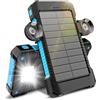 Sprockly Powerbank solare con supporto a ventosa, batteria esterna Powerbank con 3 porte USB e torcia (blu)