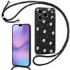 Foonary Cover con Cordino per iPhone 17 Pro max 6,9,Custodia con Laccio Collana Tracolla Aesthetic Smile Disegni Morbido Antiurto Necklace Regolabile Protettiva Corda Case per iPhone 17Pro max,Fiori 1