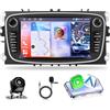 Motorsi Autoradio Android 15 4+64G Per Ford Focus 2 Mondeo 9 Galaxy 2 C-Max S-Max, Autoradio 2 Din 7 Pollici Bluetooth 5.0 IOS Carplay Android Auto Radio EQ GPS WiFi Supporta DAB