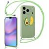 Foonary Cover con Cordino per iPhone 17 Pro 6,3, Custodia con Laccio Collana Tracolla Aesthetic Disegni Morbido Antiurto TPU Necklace Regolabile Protettiva Corda Case per iPhone 17 Pro, Avocado