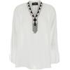 Bazar Deluxe Blusa Bianca con Perline e Scollo a V