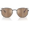 Ray-Ban Occhiali da Sole RB3548N 002/93 Hexagonal Nero/Marrone Specchiato Unisex 54/21/145