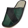 APREGGIO Pantofole da Uomo in Pelle - Pantofole Uomo - Ciabatte - Slip-On - Verde - Taglia 45