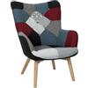 HOME DECO FACTORY THE HD6716 Poltrona Sedia Patchwork, Legno, Bordeaux, 72 x 80 x 99
