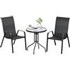 LIFERUN Set di 3 mobili da balcone, set da 3 pezzi, 3pcs piccolo set di mobili da giardino con tavolo da terrazza, rotondo (vetro temperato) + 2 sedie impilabili (textilene e metallo), per terrazza
