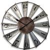 Mrocioa Orologio da parete in metallo invecchiato con mulino a vento da 61 cm, stile rustico, grande, decorativo, decorazione per casale, senza ticchettio, funzionamento a batteria