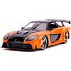 Jada Toys 253203058 Fast & Furious Han's Mazda RX-7, Modello Tuning in Scala 1:24, con Spoiler, Porte apribili, Cofano e Bagagliaio, Ruota Libera, Arancione