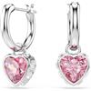SWAROVSKI ORECCHINI PENDENTI CHROMA, CUORE, FINITURA ORO 18K PLACCATO RODIO