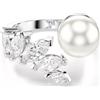 SWAROVSKI ANELLO APERTO MESMERA, CRYSTAL PEARL, PLACCATO RODIO 52
