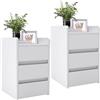YITAHOME Set di 2 comodini con 3 cassetti, comodino con contenitore, piccolo comodino per camera da letto, soggiorno, corridoio, 35 x 40 x 59 cm, bianco