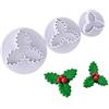 Tianbi Stampini per biscotti a forma di foglia di agrifoglio, 3 stampi per biscotti a forma di foglie di agrifoglio, stampo per biscotti 3D, stampo per biscotti, stampo da forno, stampo