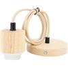 ciciglow Lampada a Sospensione in Legno E27 Vintage Kit con Cavo Regolabile - Soffitto Design Rustico, Base Beige