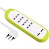 Electraline 62062 Multipresa 4 Posti Bivalenti 10/16A e 2 USB 2.1A con Copertura Protettiva e Antiscivolo di Silicone, Verde