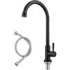 BONADE Rubinetto da cucina nero, rotazione a 360°, con una sola mano, ad alta pressione, rubinetto da cucina, nero con dadi in acciaio inox 304, rubinetto da cucina per lavello acqua fredda per