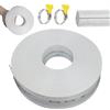 PEEXTBB Tubo in tessuto, 20 m, diametro 25 mm, tubo piatto da 2,5 cm, set di tubi in tessuto portatile con 2 fascette stringitubo, per pompe a immersione, irrigazione da giardino, bianco