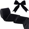 OLYCRAFT Nastro in velluto nero morbido con filo metallico, 10 m, 64 mm, nastro in velluto a lato singolo, per confezioni regalo, artigianato e San Valentino