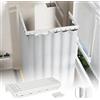 jackfru Asta per tenda da doccia pieghevole senza foratura, con tenda da doccia impermeabile, asta girevole a forma di L o dritta, tenda da doccia con asta per bagno (bianco, pieghevole a 5 scomparti)