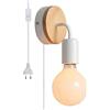 Chao Zan Lampada da Parete Vintage, E27 Portalampada Industriale con EU Spina con Interruttore,Con cavo da 1,8 m, Applique mobile portatile flessibile,per Illuminazione di Interni (Bianco)