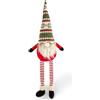 Excelsa Gnomo Natalizio Decorativo, Tessuto Rosso e Verde con Motivo Nordic, Gambe a Righe, 30 cm, per Interni