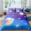 Homemissing Set di biancheria da letto con motivo a stelle e galassia meteorite, con motivo a pianeta, cielo stellato, colore: viola e blu