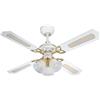 Westinghouse Ventilatore a Soffitto Princess Trio E14, 60 W, Finitura ottono lucidato, Pale, Canna/Bianco