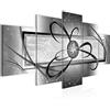Runa Art - Quadri Astratto 200 x 100 cm 5 Pezzi XXL Decorazione Murale Design Nero Bianca Grigio 101151c