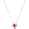 Amen Gioielli, Collana con Croce, Collana Donna Argento 925, Rodiato con Doppi Zirconi Bianchi e Rossi, Regalo Donna
