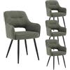 chairus 4 PZ Sedie da Pranzo in Tessuto con Gambe in Metallo, Verde | Sedia da Cucina con Schienale Poltroncina da Pranzo Imbottite con Braccioli per Sala da Pranzo/Soggiorno/Camera da Letto