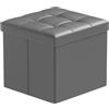 BRIAN & DANY Pouf Contenitore Pieghevole, Puff Poggiapiedi Quadrato in Cuoio Sgabello Contenitore per Divano Camera da Letto, Grigio, 38 x 38 x 38cm