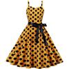 Generico Vestito Anni 50 Donna - Rockabilly Abito da Donna Vintage Anni '50, Senza Maniche, a Pois, Stile Coctail, alla Elegante degli Anni '60, con Spalline Sottili, Tunica, per Feste, Balli, Carnevale