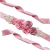 SHTGOI Cintura da sposa con perle di strass, nastro di raso, per matrimonio, damigella d'onore, fascia rosa, abito da sposa, accessori da sposa, 270 cm