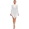 Aislor Donne Abito da Pattinaggio Artistico con Nappa Paillettes Leotard Manica Lunga Body Danza Classica con Orlo di Frange Abito da Ballo Latino Americano Borgogna XXL