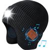 fesoklaf Cappello beanie con luci, beanie cap con Bluetooth 5.3 LED senza fili, design con protezione auricolari estesa, con altoparlante stereo e microfono integrati, beanie con faro e cuffie, cappello torcia